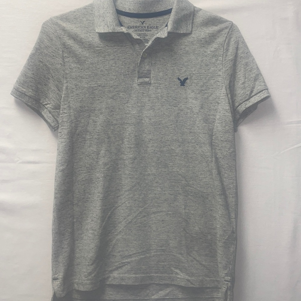 American Eagle Outfitters Mens Polo Shirt Classic Fit Grey Size Small Soft Prep